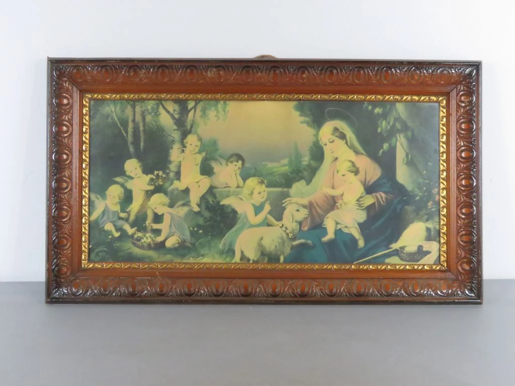 Ingelijste klassieke prent van de Maagd Maria