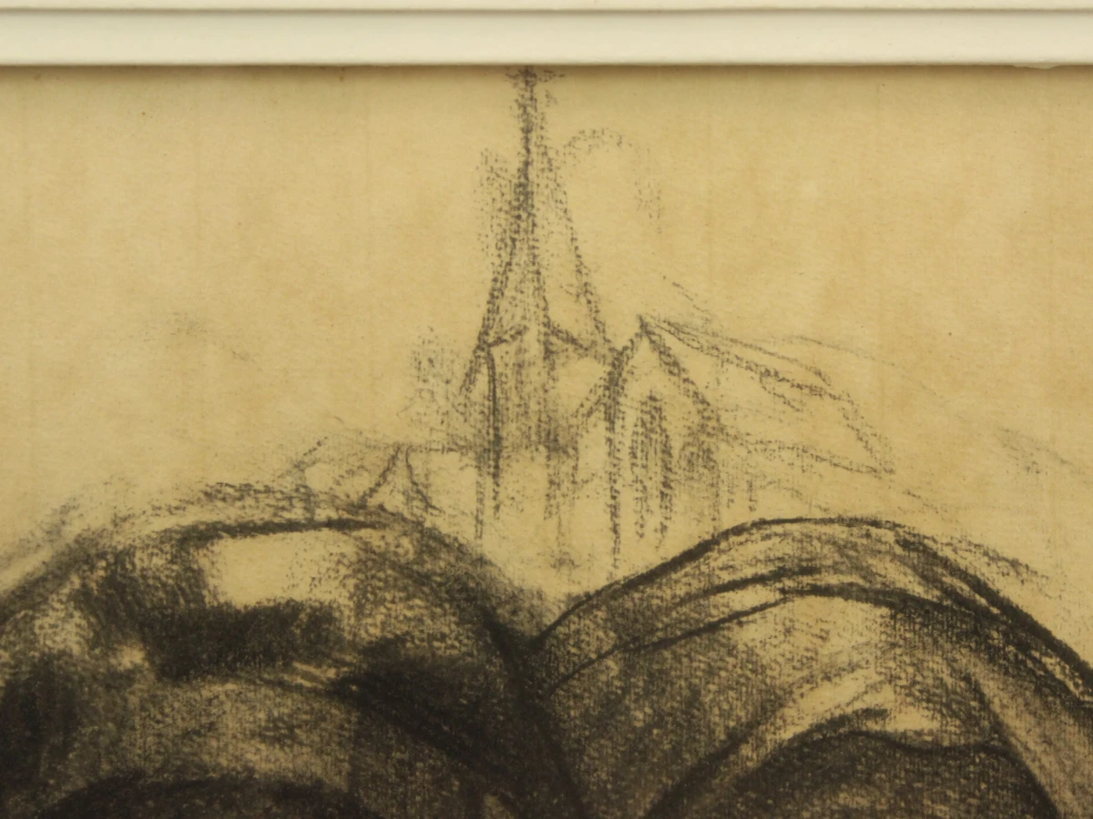 'Havenvolk' 1973 houtskooltekening  Maurice Felbier (1903-1991)