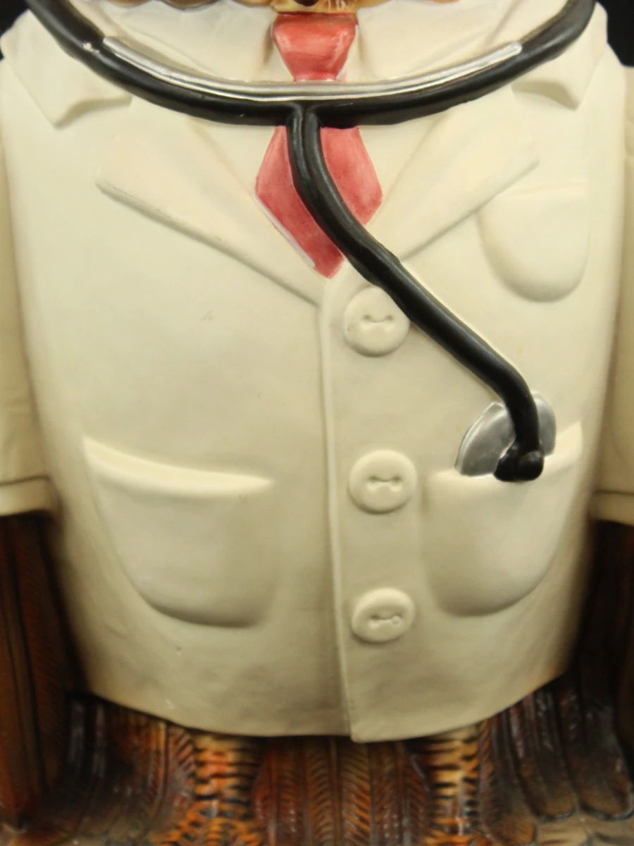 Dokter uil met stethoscoop - grote, keramische spaarpot (43 cm)