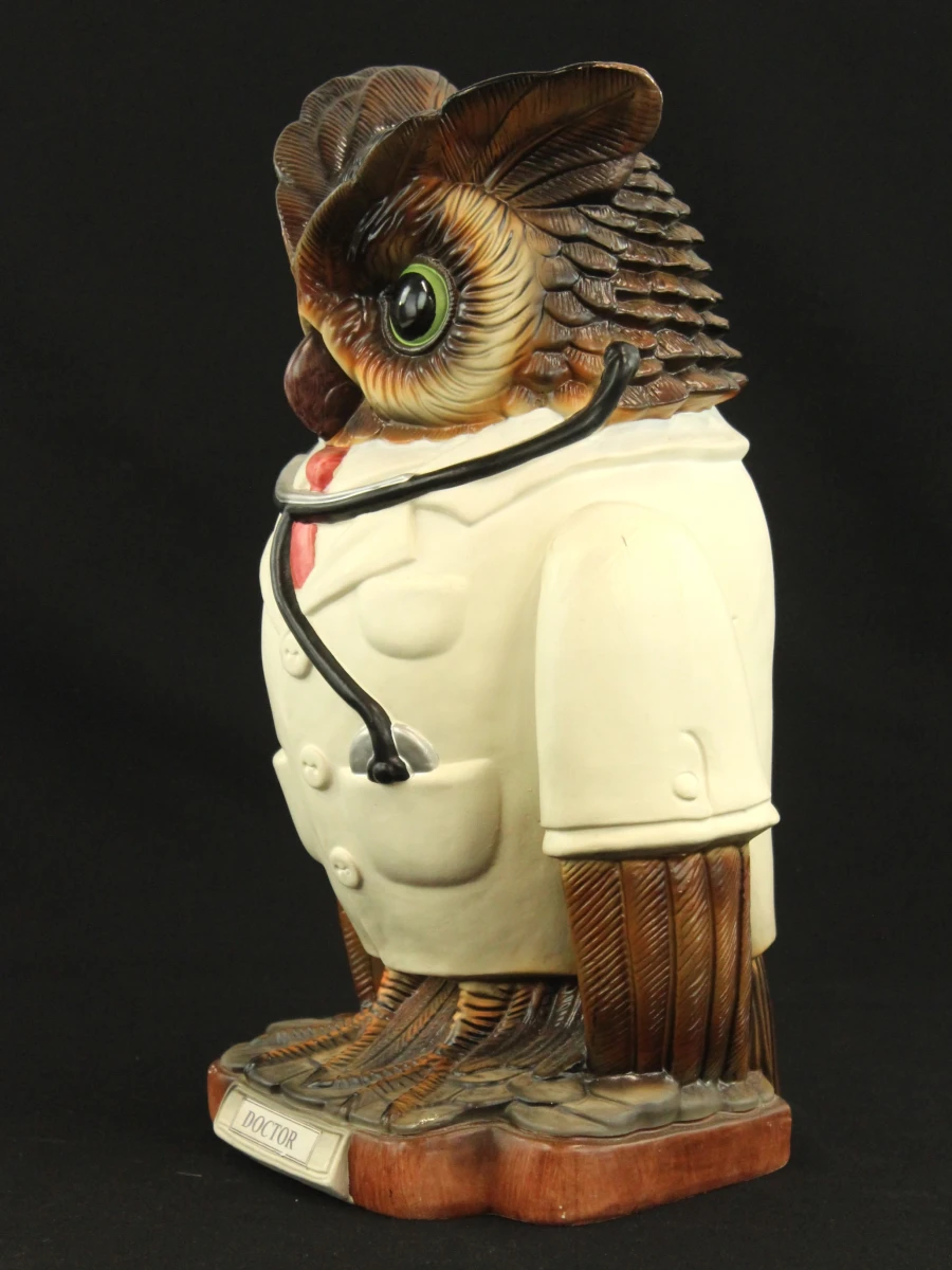 Dokter uil met stethoscoop - grote, keramische spaarpot (43 cm)