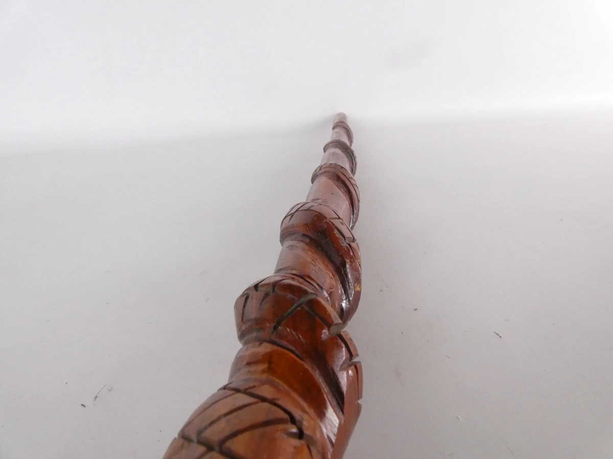 Houten wandelstok met slangenmotief