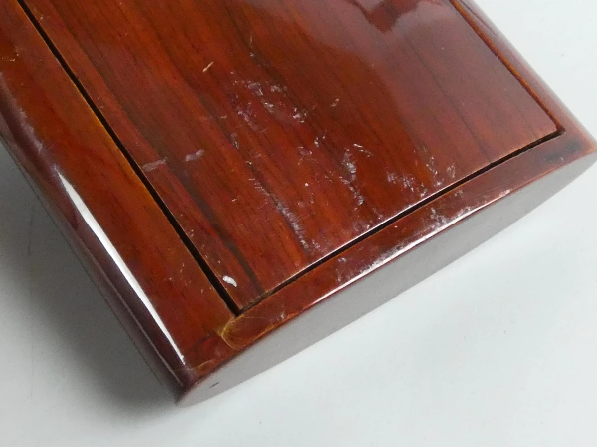 Set van vijf houten bureau-accessoires