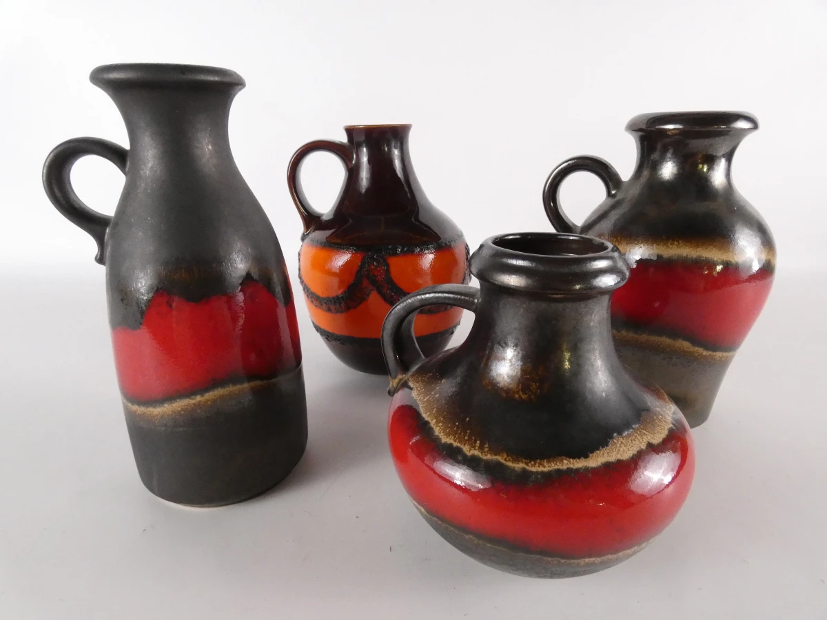 Set van 4 vintage West-Duitse keramische kannen