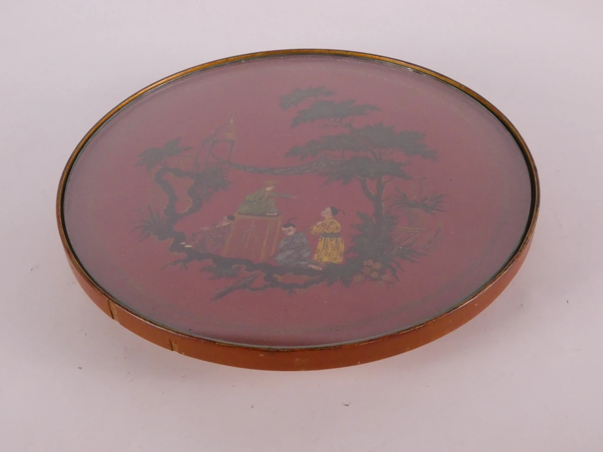 Vintage rond dienblad met Aziatisch decor