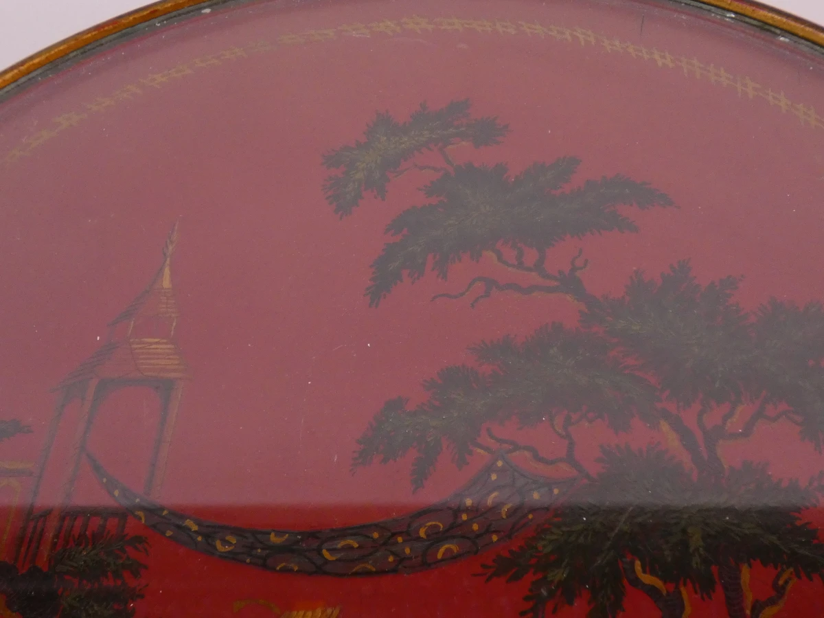 Vintage rond dienblad met Aziatisch decor
