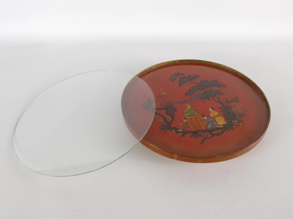 Vintage rond dienblad met Aziatisch decor