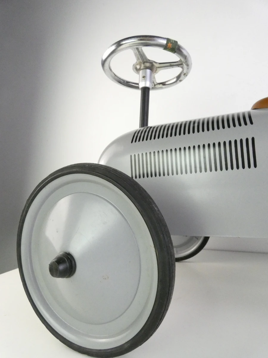 Vintage metalen loopauto/racewagen voor kinderen