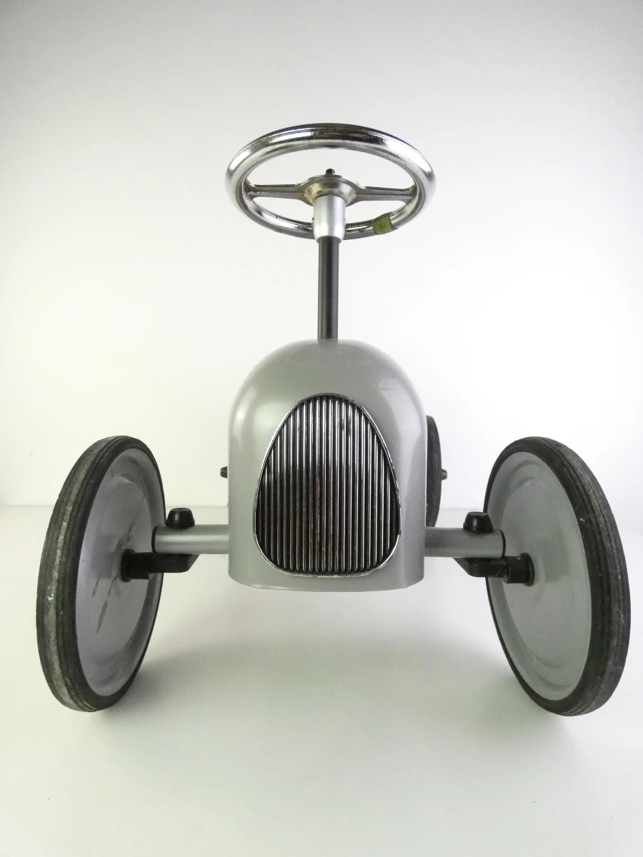 Vintage metalen loopauto/racewagen voor kinderen