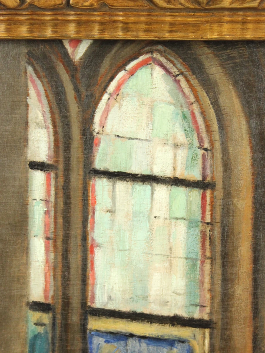 Kerkinterieur met Mariabeeld - Samuel De Vriendt (1884–1974)