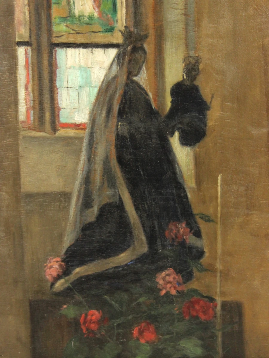Kerkinterieur met Mariabeeld - Samuel De Vriendt (1884–1974)