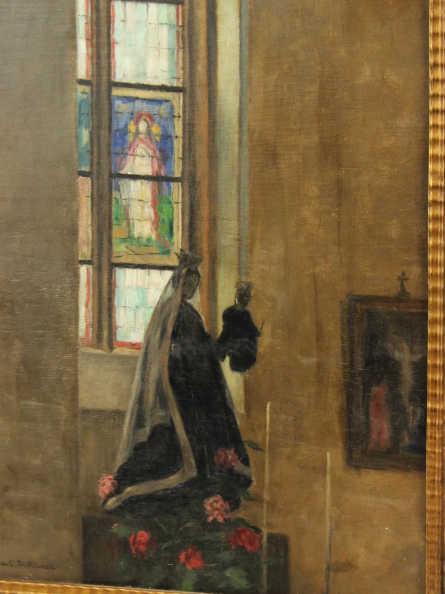 Kerkinterieur met Mariabeeld - Samuel De Vriendt (1884–1974)