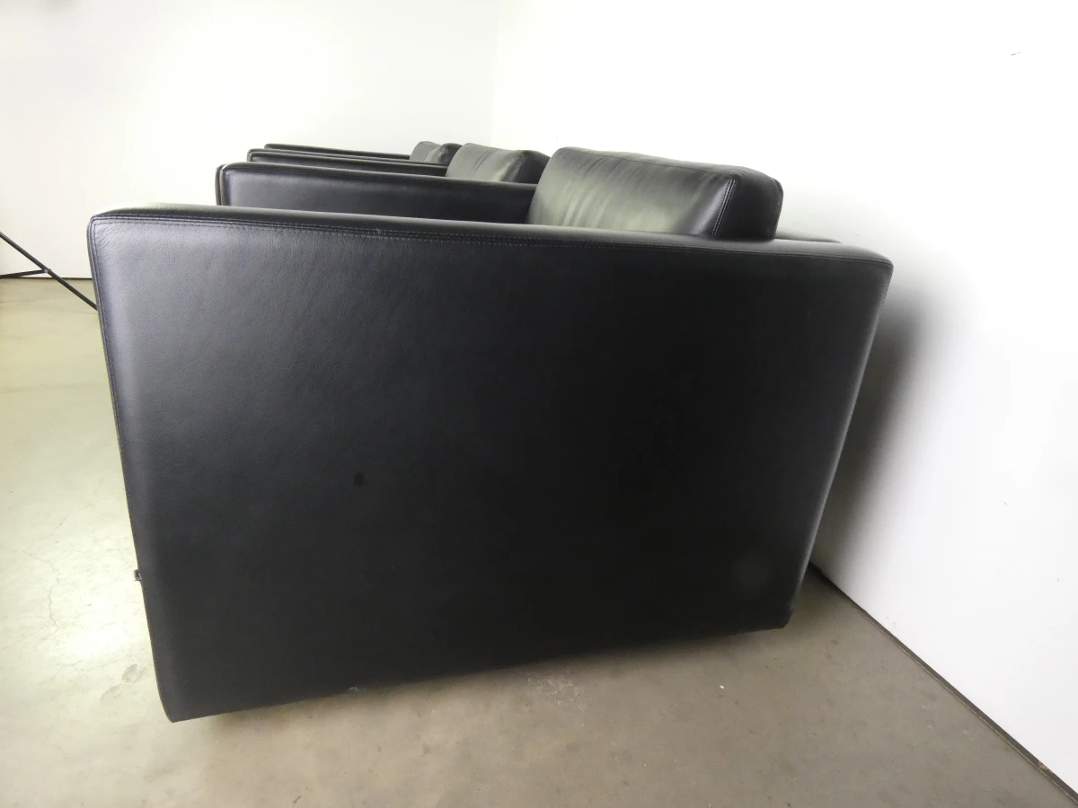 Set van 3 zwarte leren fauteuils - KNOLL