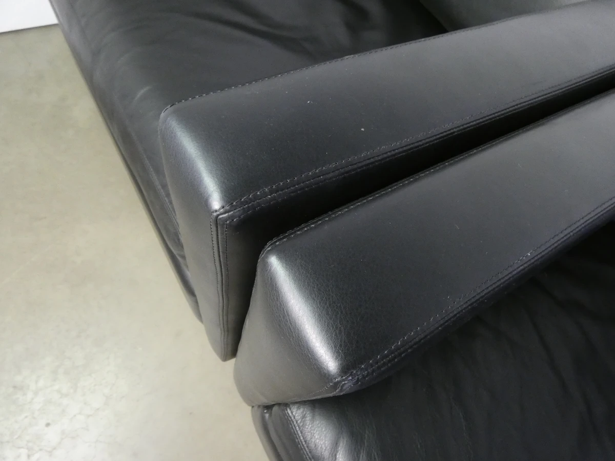 Set van 3 zwarte leren fauteuils - KNOLL