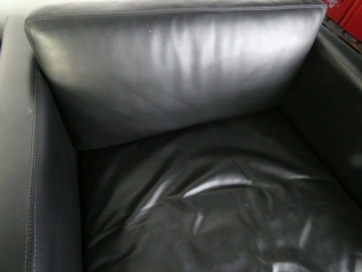 Set van 3 zwarte leren fauteuils - KNOLL