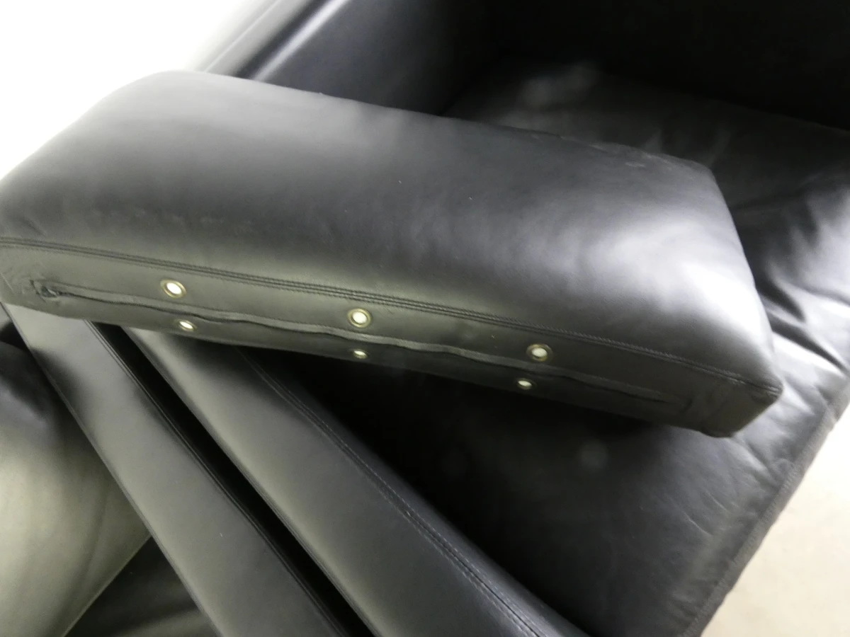 Set van 3 zwarte leren fauteuils - KNOLL
