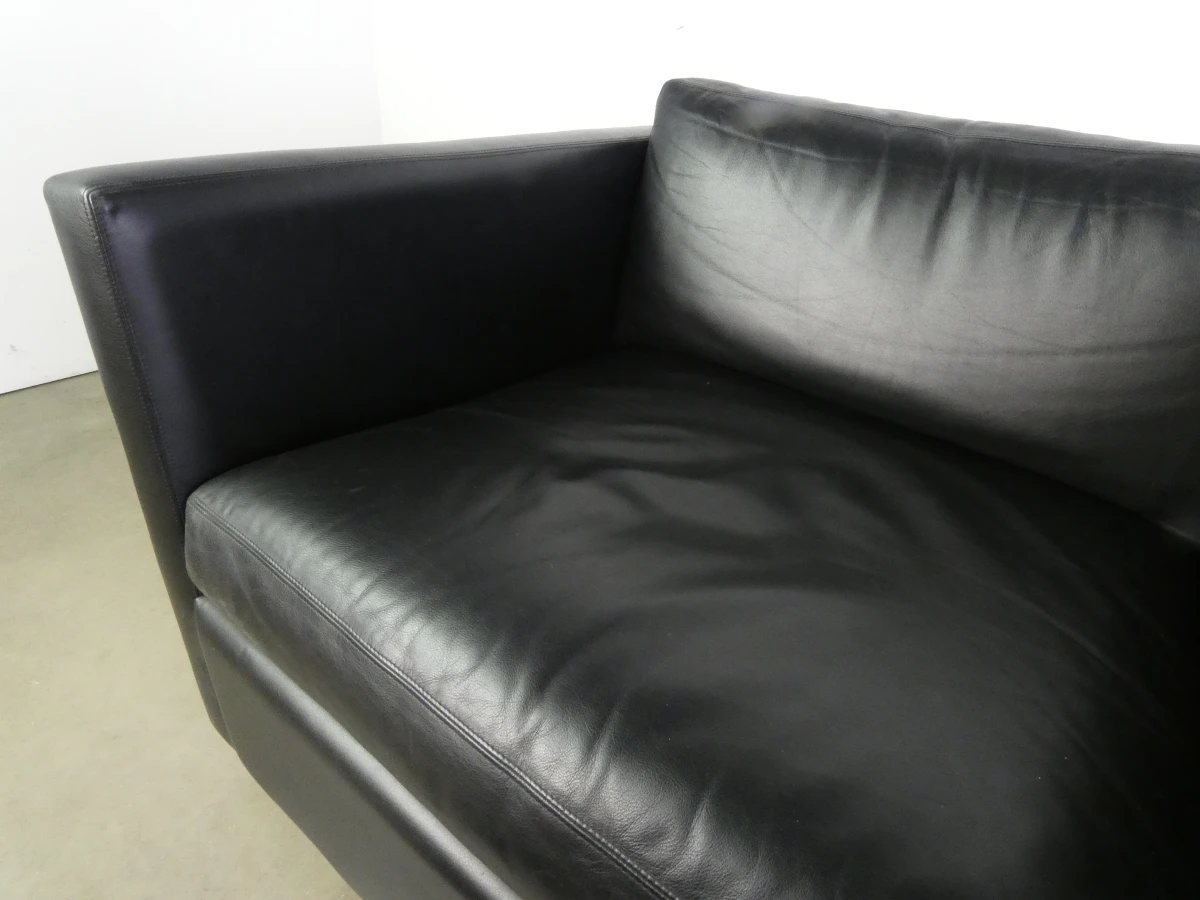 Set van 3 zwarte leren fauteuils - KNOLL