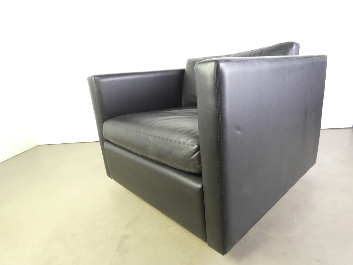 Set van 3 zwarte leren fauteuils - KNOLL