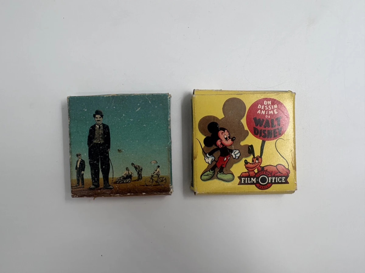 Vintage filmrolletjes Charlie Chaplin en Walt Disney