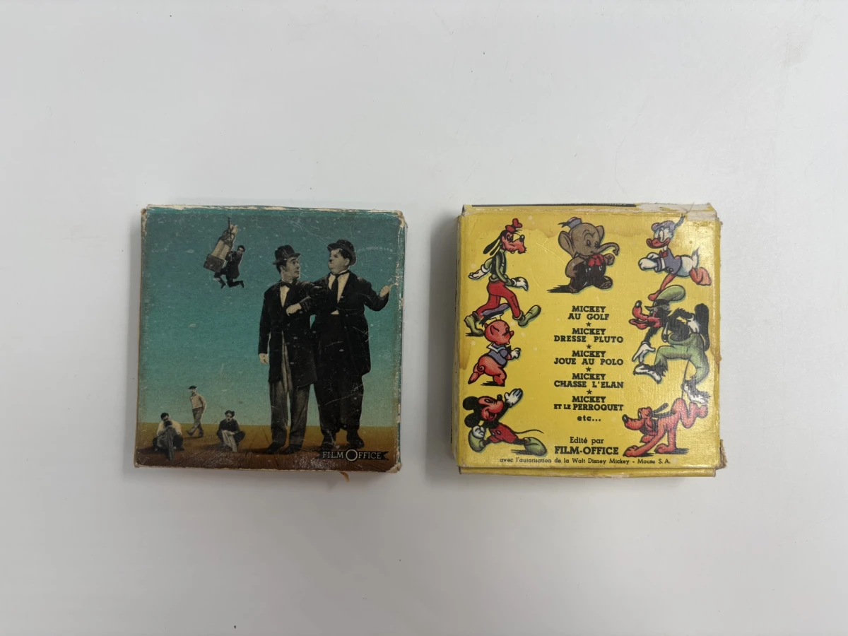 Vintage filmrolletjes Charlie Chaplin en Walt Disney