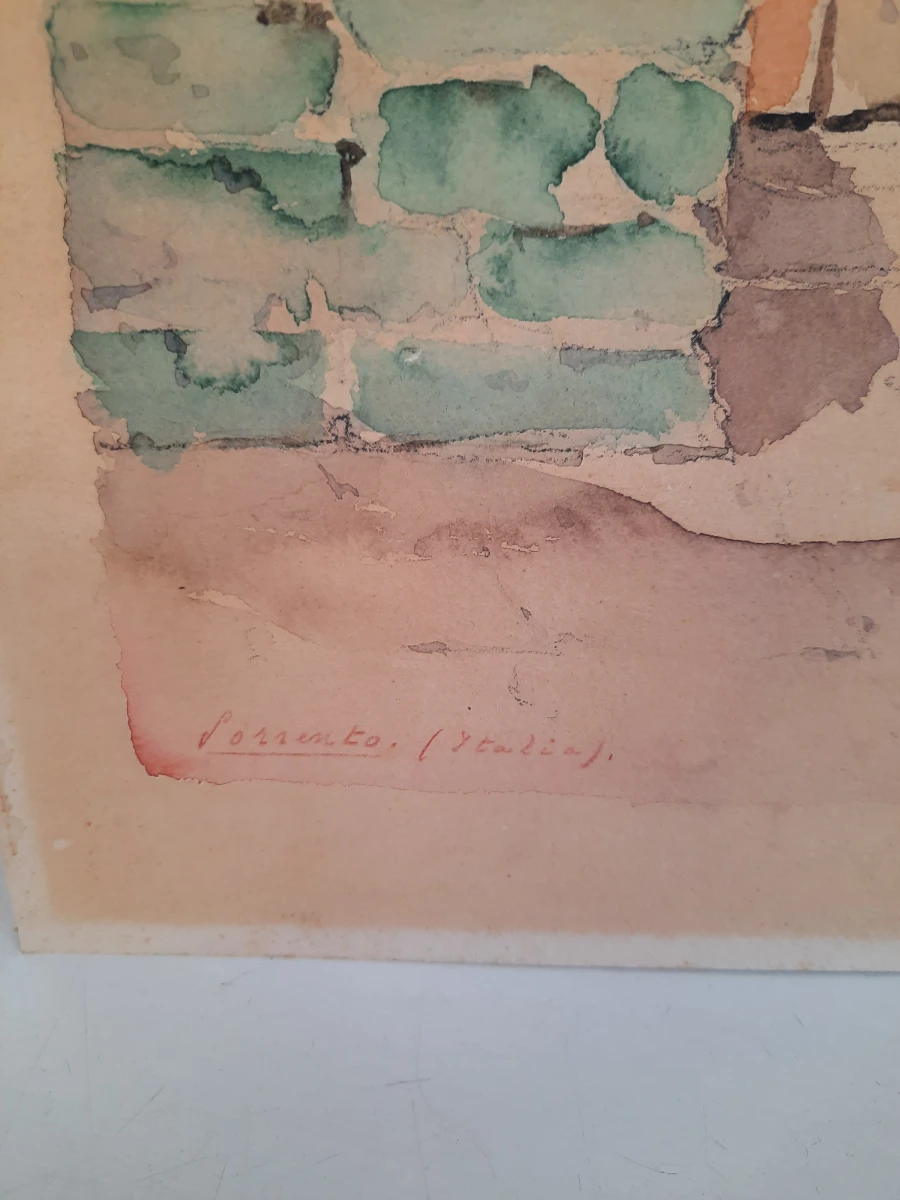 Sfeervolle Aquarel: Sorrento (Italia) - Cortile (1955) - foto 3
