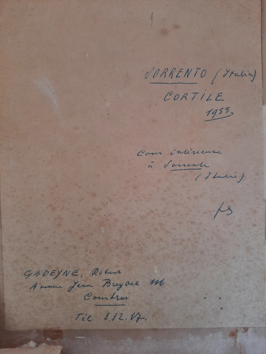 Sfeervolle Aquarel: Sorrento (Italia) - Cortile (1955) - foto 5