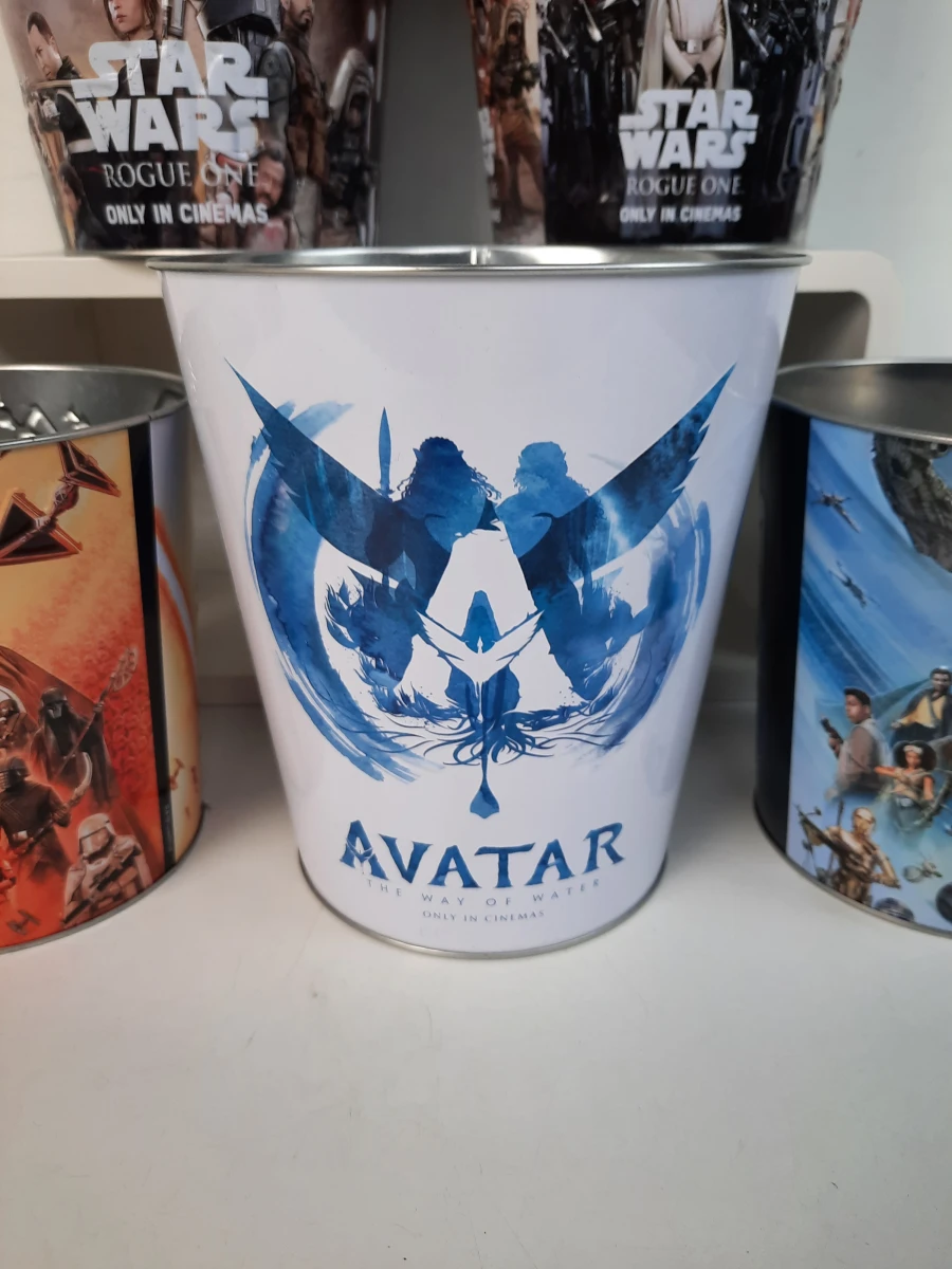 🍿 Unieke Set van 5 Metalen Bioscoop Popcorn Bekers / Tins! - foto 3