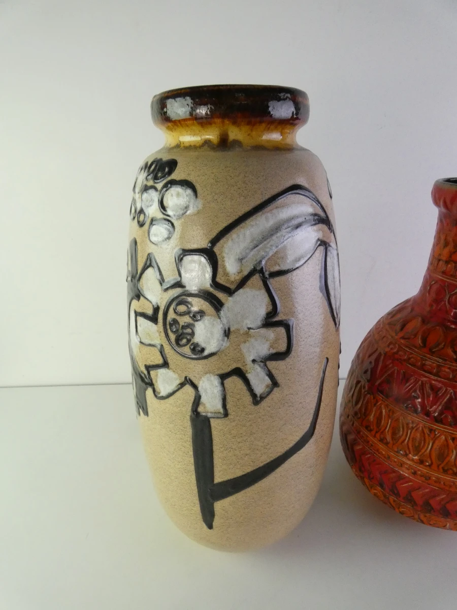 Lot van 2 vintage West-Duitse keramische vazen