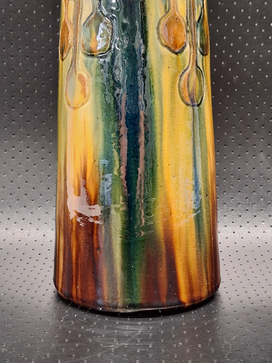 Antieke Vlaamse Art Nouveau-vaas met kleurrijk druipglazuur - circa 1900 - foto 4