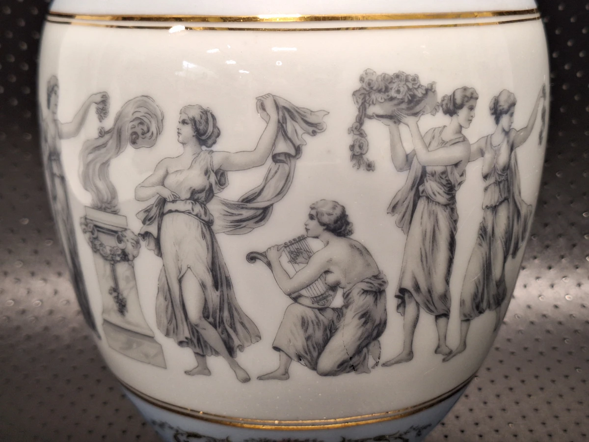 Vintage EME Porcelana dekselvaas met klassieke muzen - Spanje, jaren 60/70 - foto 3