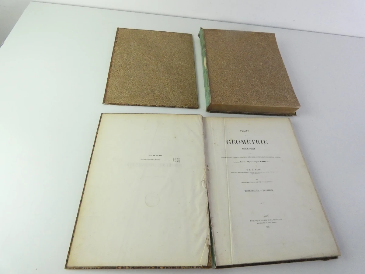Set oude Franse wiskundeboeken, 19e eeuw