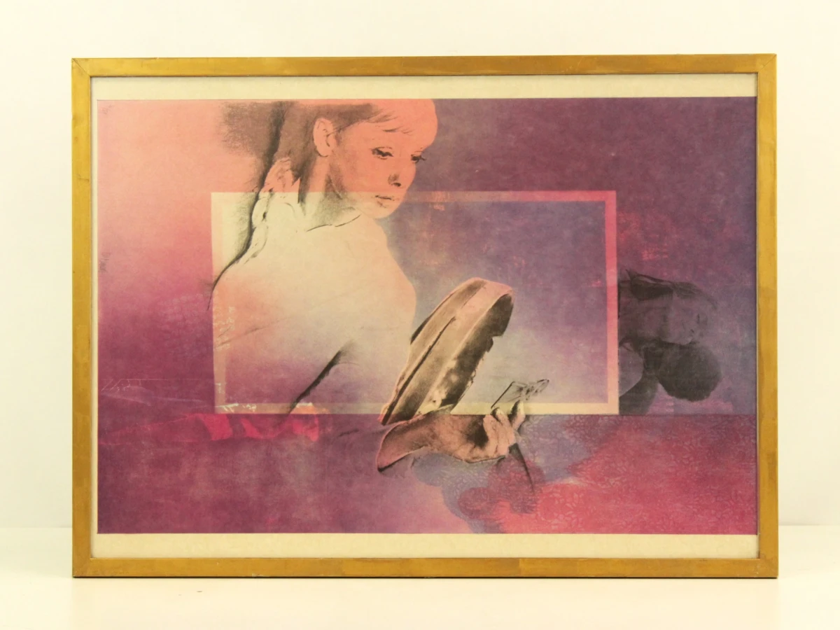 'En observant son propre amour' kleurenlitho Pol Mara (1920-1998)