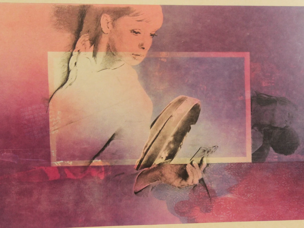 'En observant son propre amour' kleurenlitho Pol Mara (1920-1998)
