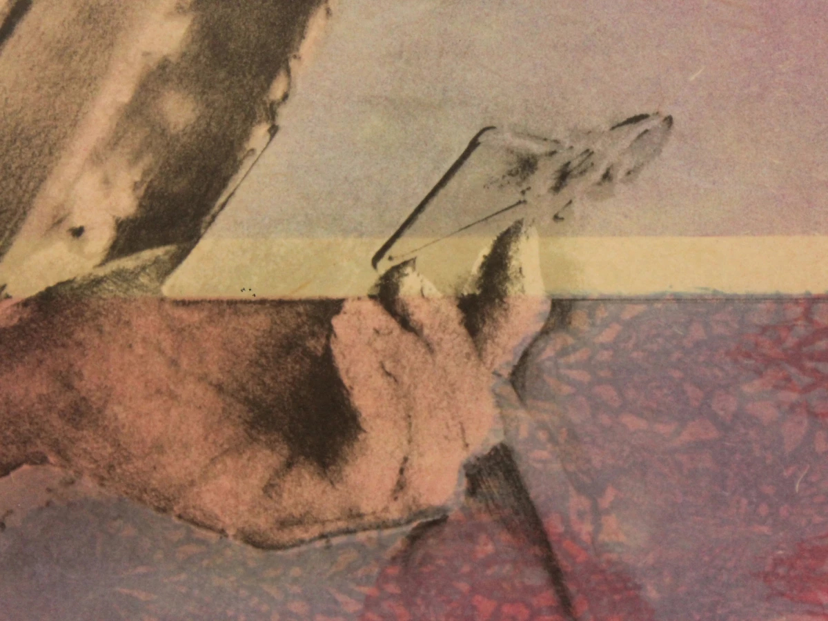 'En observant son propre amour' kleurenlitho Pol Mara (1920-1998)