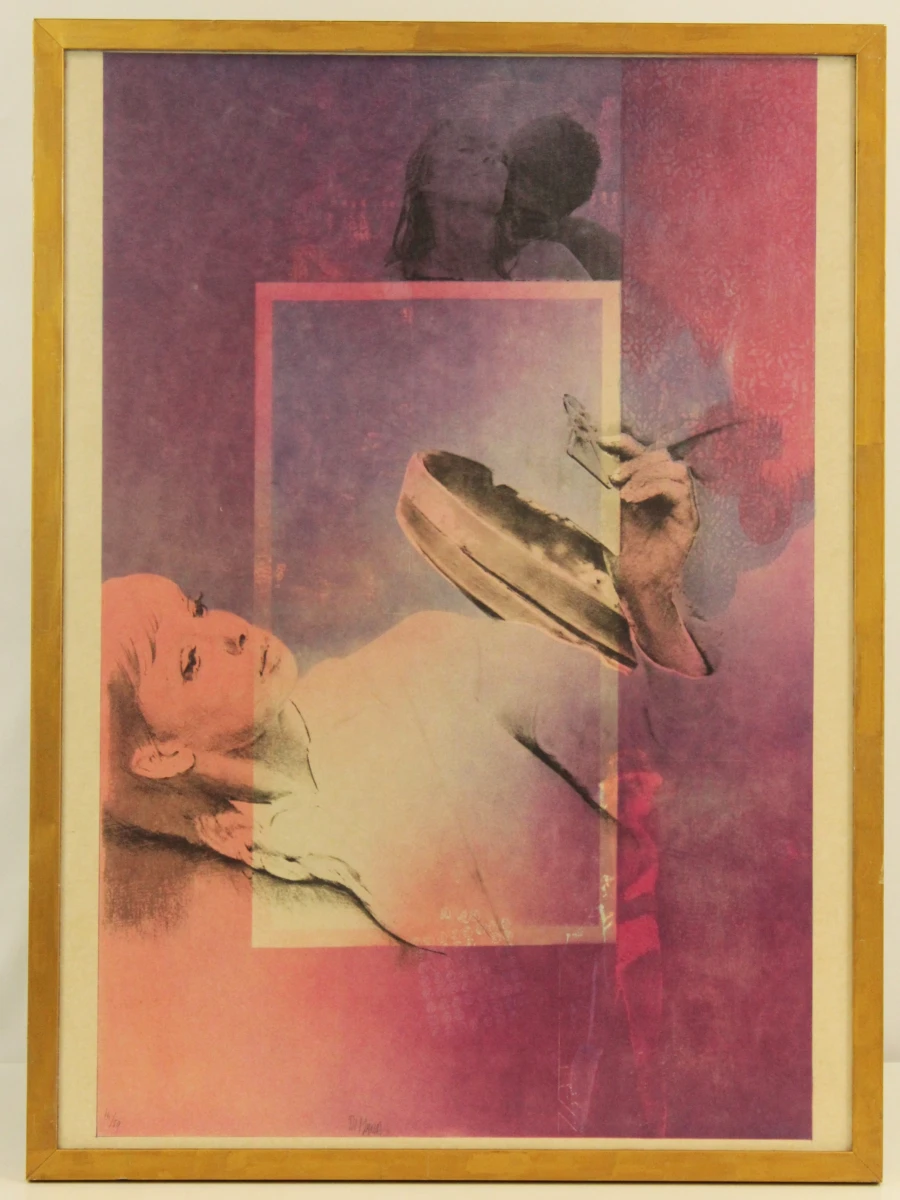 'En observant son propre amour' kleurenlitho Pol Mara (1920-1998)