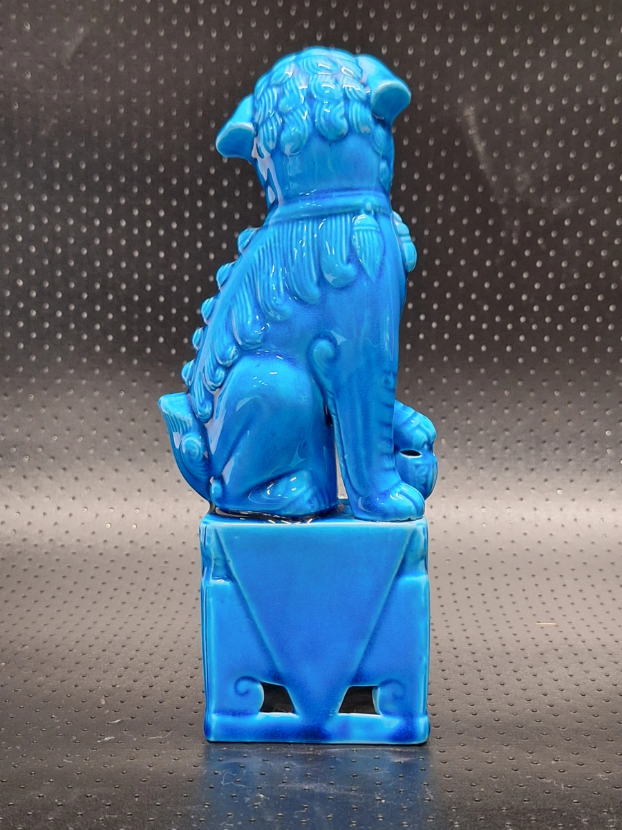 Paar vintage Chinese Foo Dogs - turquoise keramiek met craqueléglazuur - foto 12