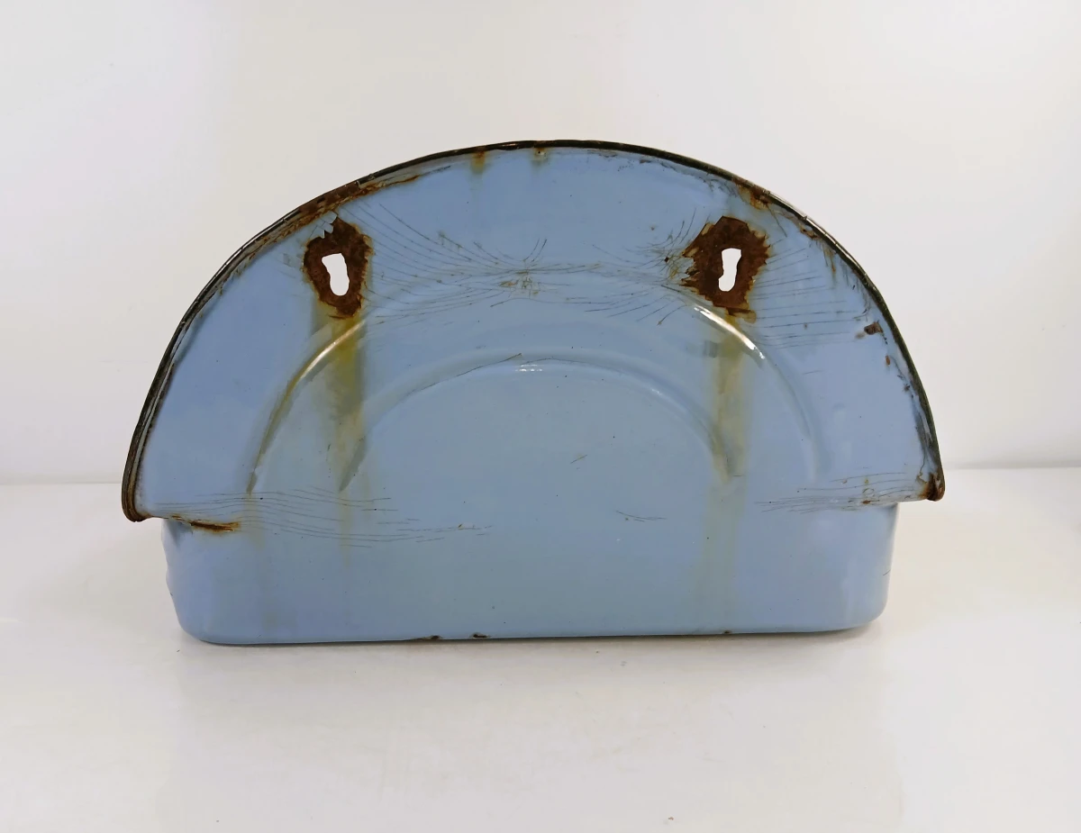 Blauw metalen vintage waterreservoir met bloemenmotief - foto 8