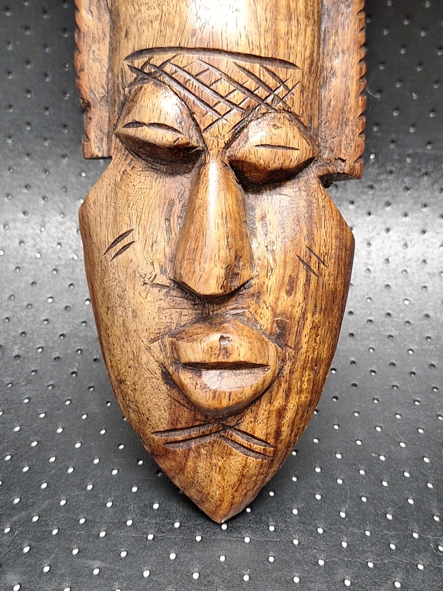 Set van 3 handgesneden houten miniatuurmaskers - West-Afrikaanse stijl - foto 3