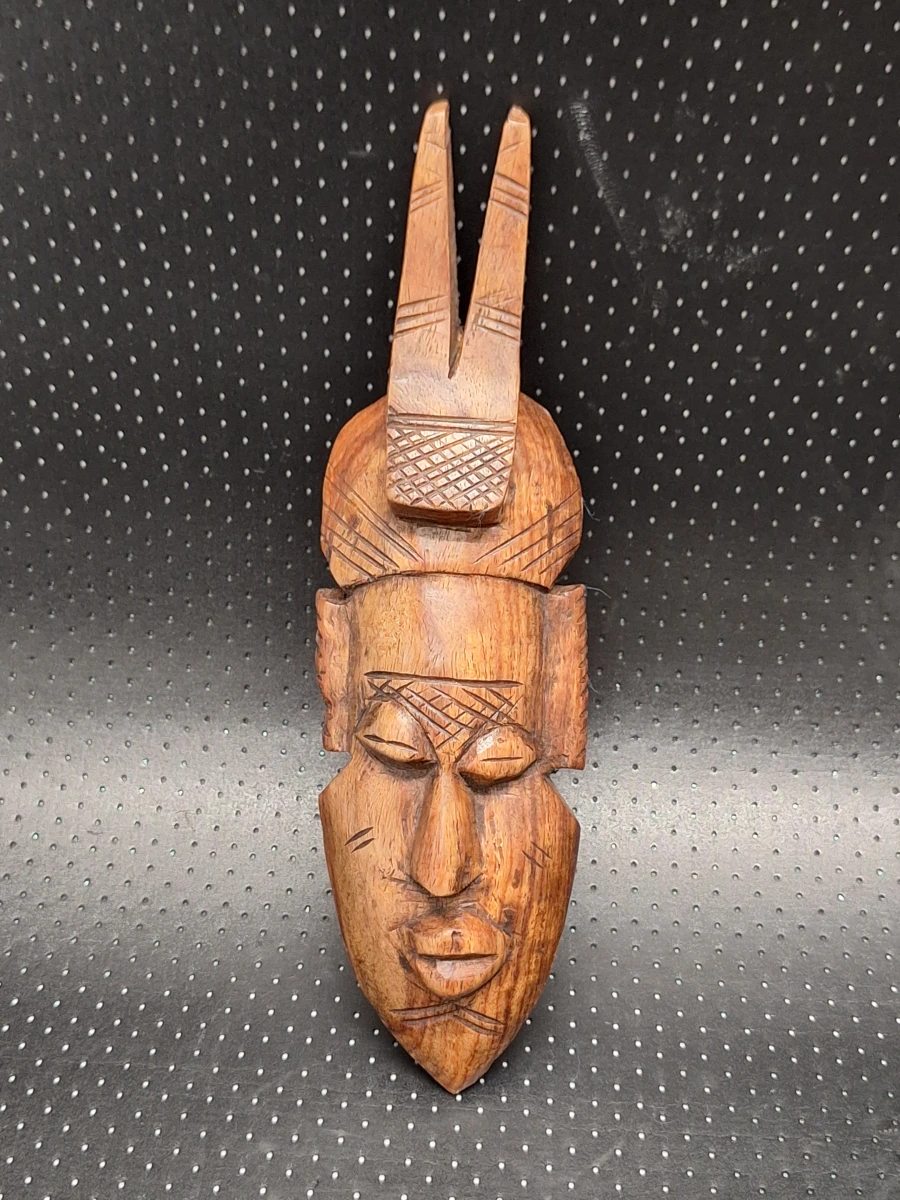 Set van 3 handgesneden houten miniatuurmaskers - West-Afrikaanse stijl - foto 2