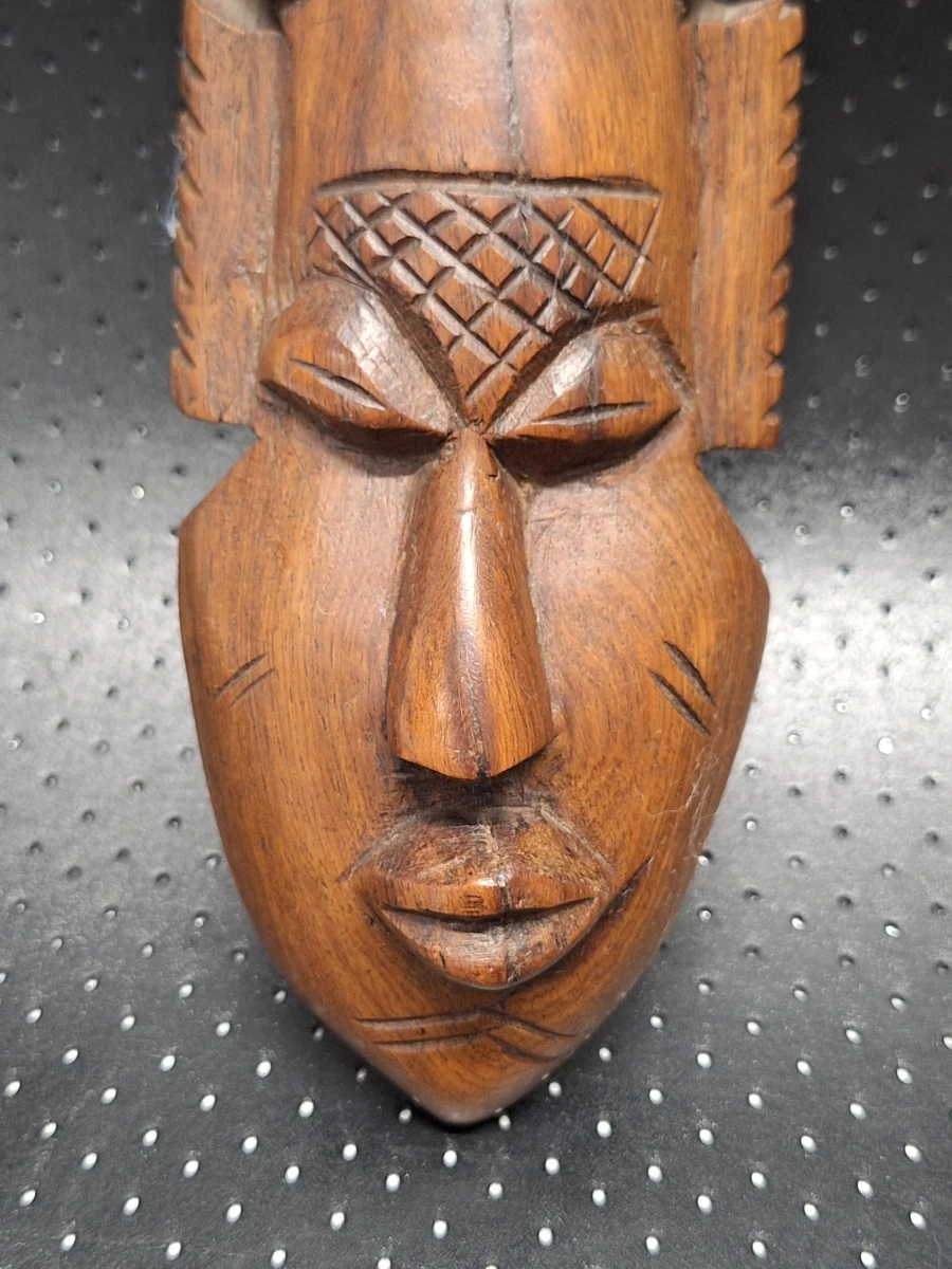 Set van 3 handgesneden houten miniatuurmaskers - West-Afrikaanse stijl - foto 6