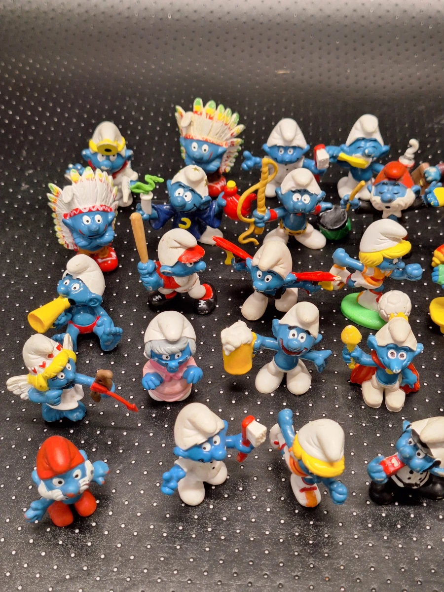Grote smurfenverzameling – 40 vintage smurfenfiguren + Grote Smurf & Smurfin knuffels (Peyo) - foto 6