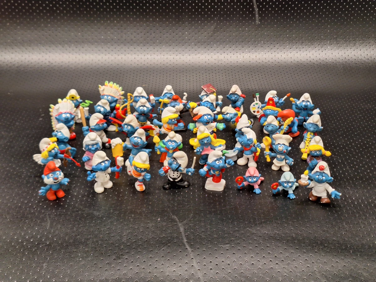 Grote smurfenverzameling – 40 vintage smurfenfiguren + Grote Smurf & Smurfin knuffels (Peyo) - foto 2
