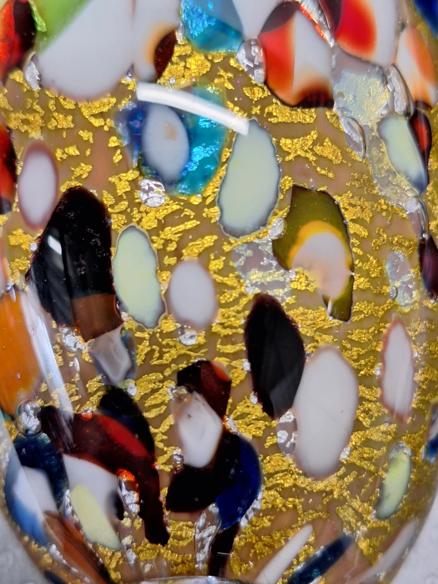 Handgeblazen glazen paradijsvogel in Murano-stijl met goudfolie - foto 9
