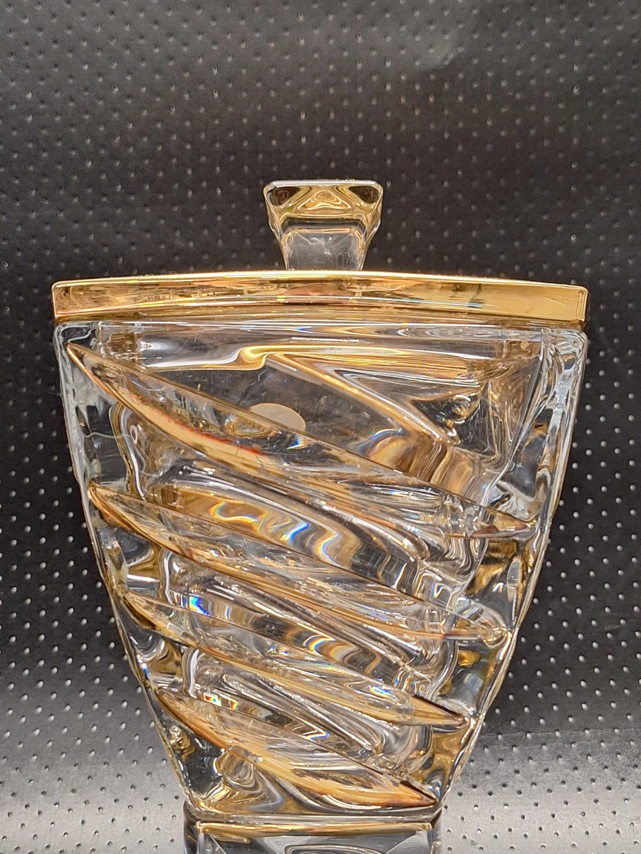 Crystalite Bohemia Facet kristallen bonbonnière met deksel en gouddecor - foto 4