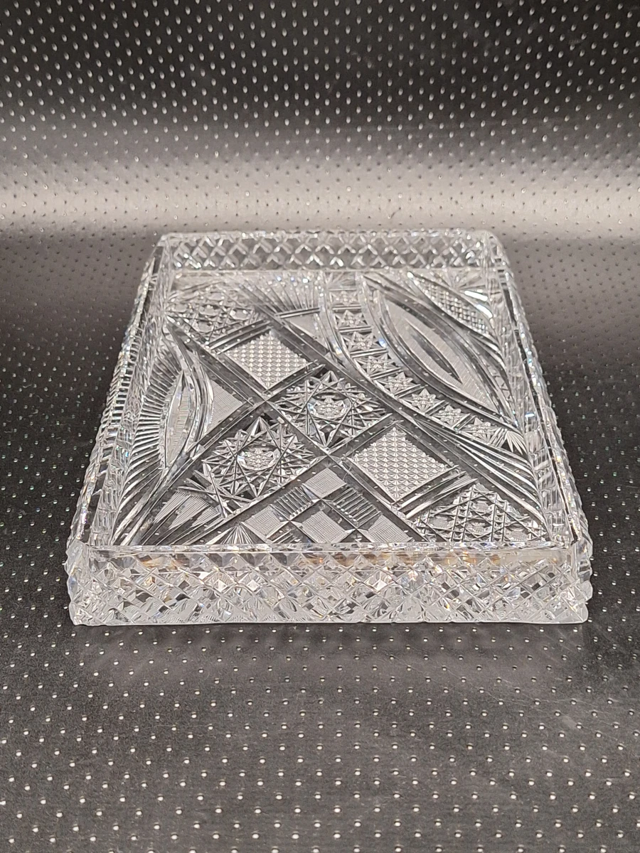 Set van drie vintage kristallen serveerschalen met geometrisch slijpwerk - foto 21