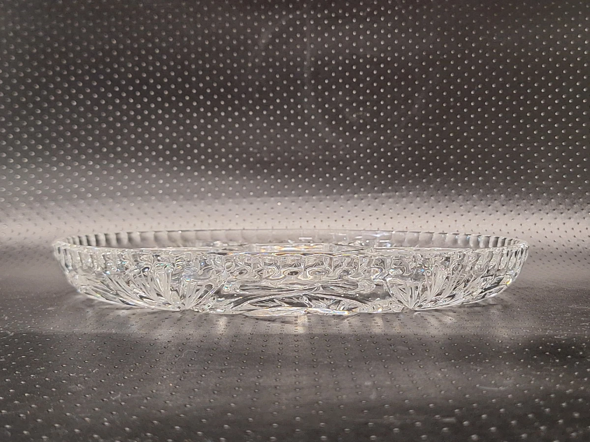 Set van drie vintage kristallen serveerschalen met geometrisch slijpwerk - foto 6