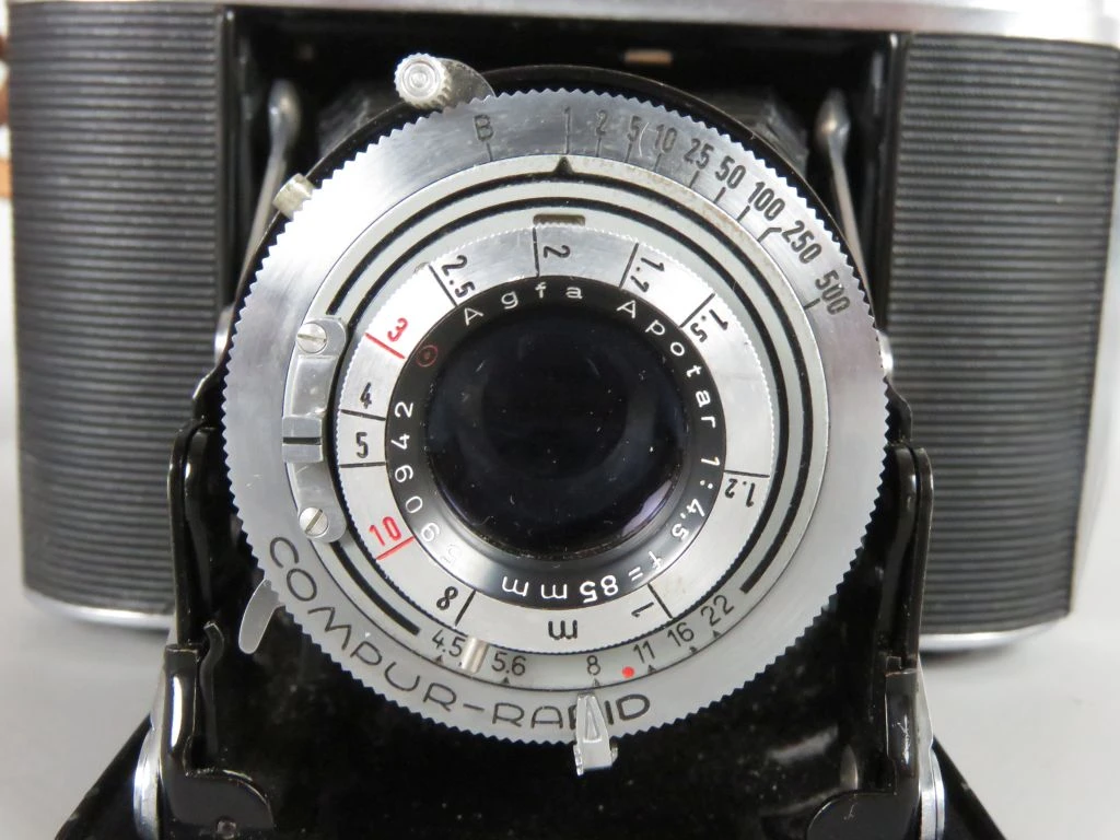 Vintage Agfa Solette IK vouwcamera met leren hoes