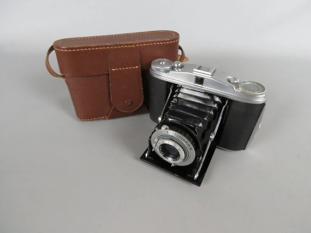 Vintage Agfa Solette IK vouwcamera met leren hoes