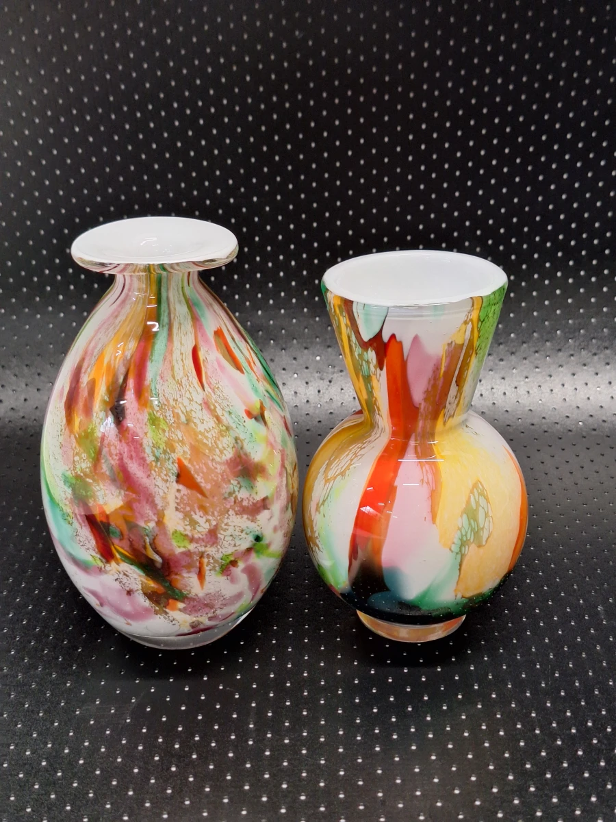 Set van twee Fidrio Mixed Colors mondgeblazen glazen vazen - foto 2