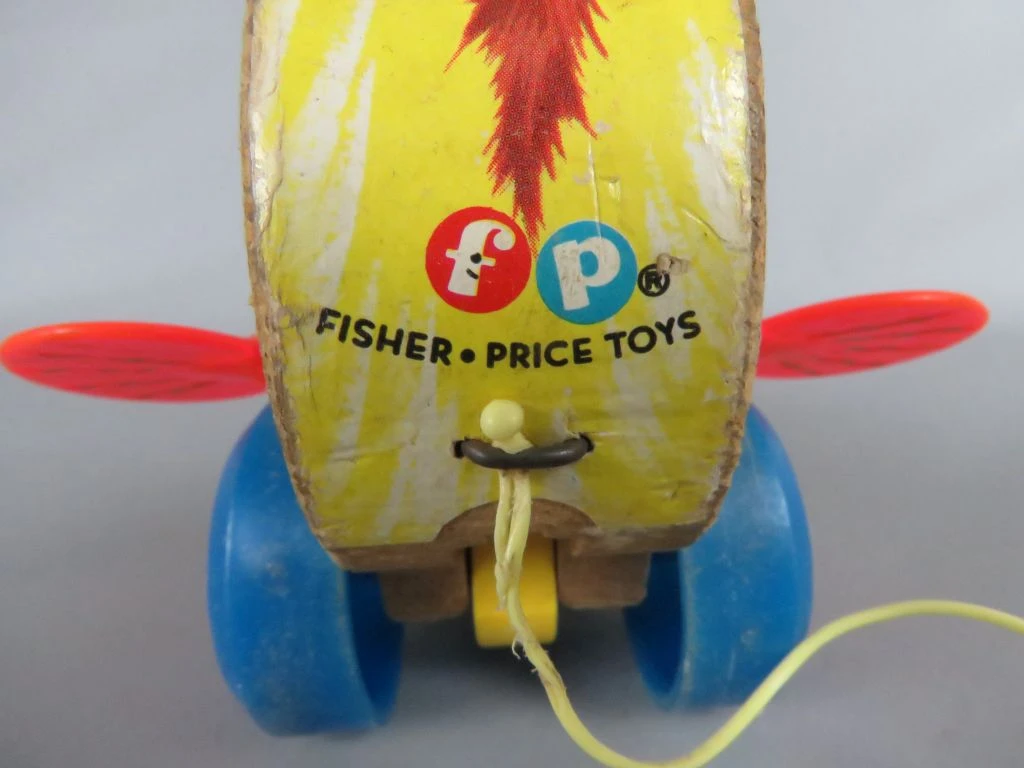 Vintage Fisher Price Queen Buzzy Bee houten trekfiguur