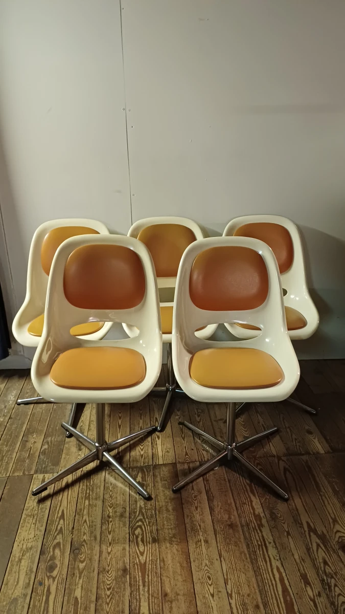 Set van 5 vintage draaistoelen